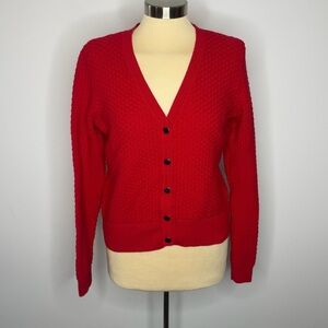Liz Claiborne Red Basket Weave Cardigan Sweater
